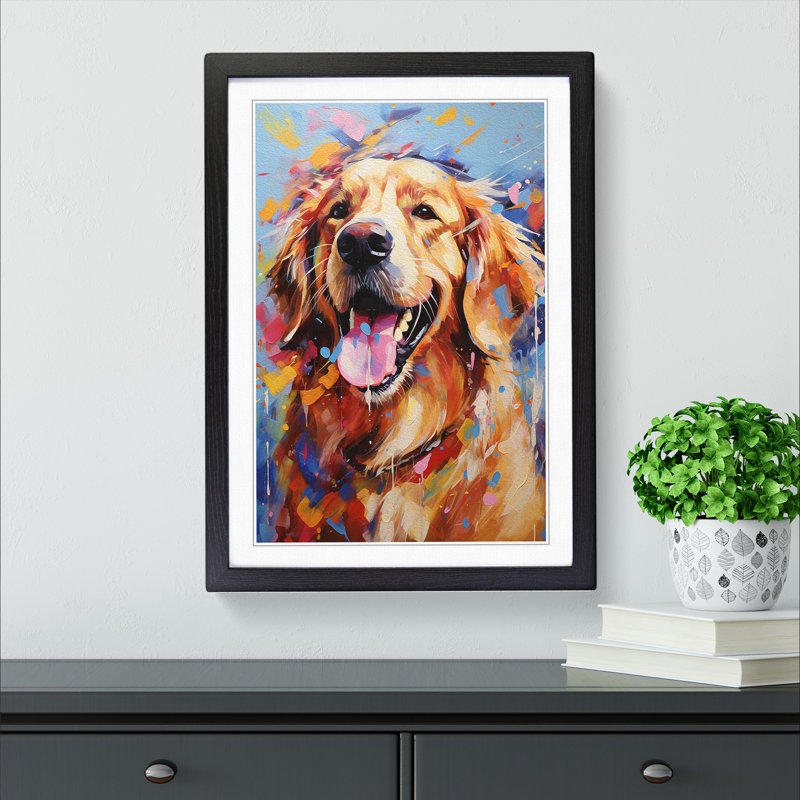 Golden Retriever Expressionism - Framed Print