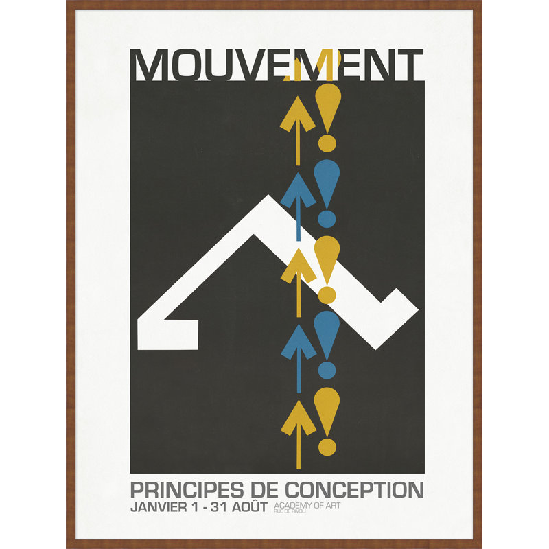 Movement' Framed Vintage Advertisement on Glass, 58" H x 44" W x 1.25" D