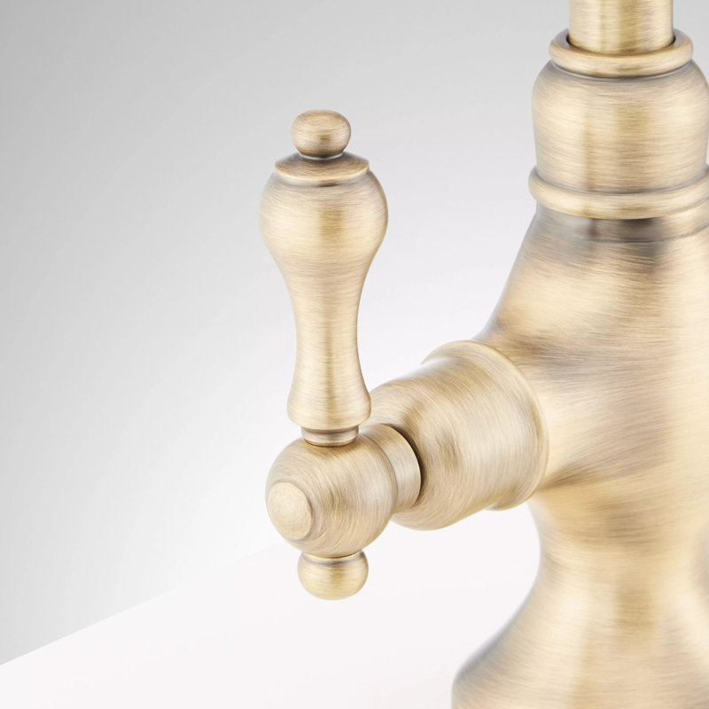 Isabel Double Handle Single Hole Bar and Kitchen Faucet, Aged Brass