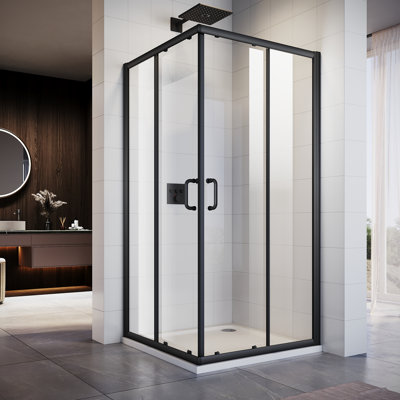 Cabine de douche à cadre carré P 34 po x l 34 po x H 72 po avec cabine de douche d'angle en verre trempé 1/4 po