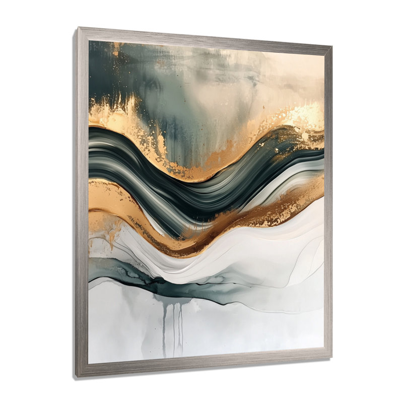 Nykea - impressions sur toile abstraites, Argent argent, H 32 po x l 24 po, Reproduction encadrée d'une seule photo