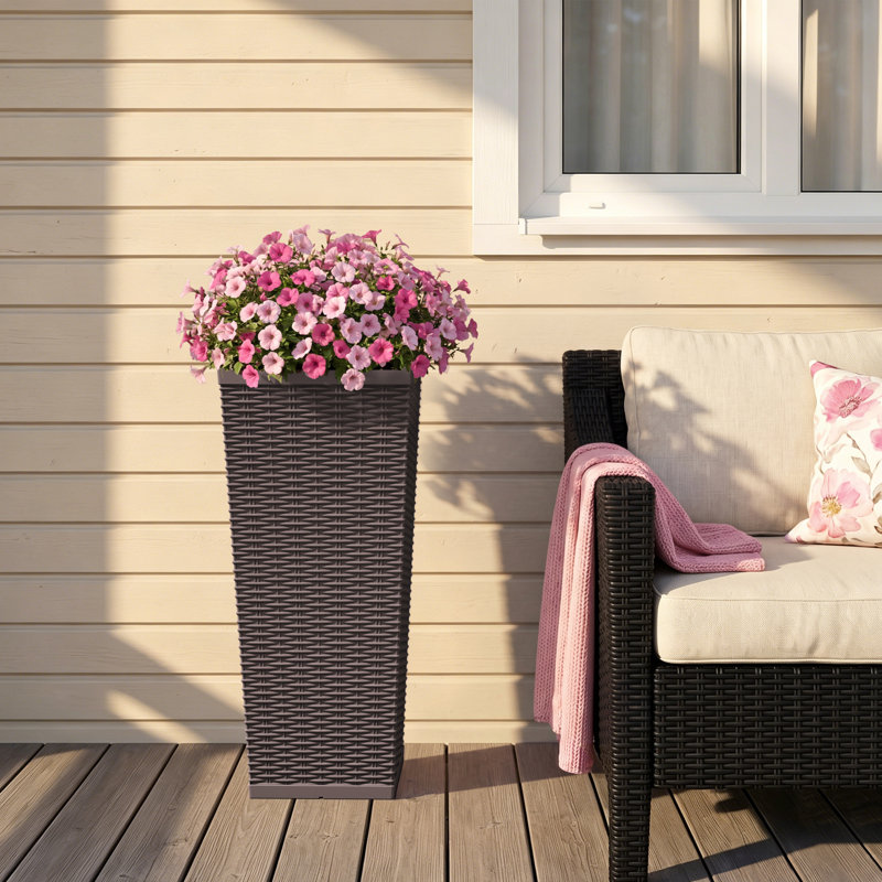2-Piece Tapered Planter Box Set, 29.9" H x 13.1" W, Brown