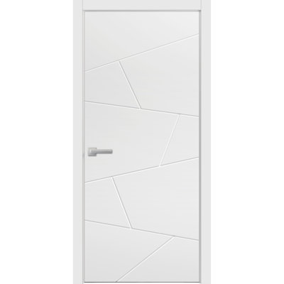 Porte intérieure moderne en bois avec quincaillerie Planum 0990 Blanc Soie Panneau simple Cadre Moulures Portes robustes pour salle de bain et chambre à coucher - 42 po x 96 po