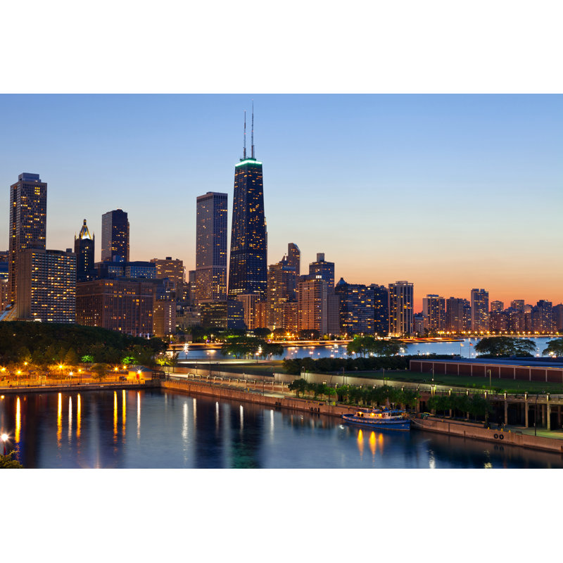 Panorama urbain de Chicago, H 32 po x l 48 po x P 1,25 po