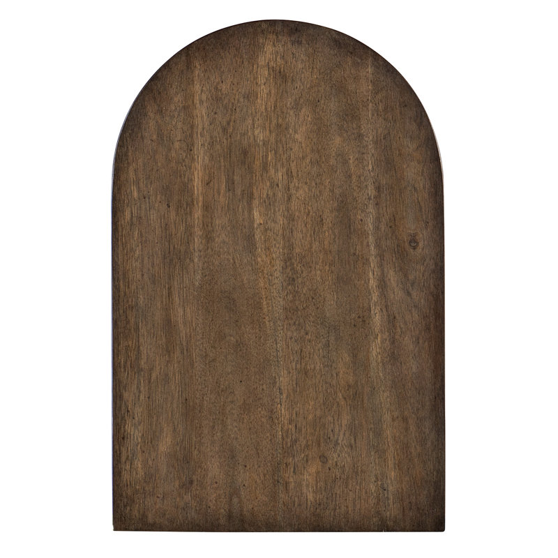 Modern Dark Brown Solid Wood C-Shaped End Table