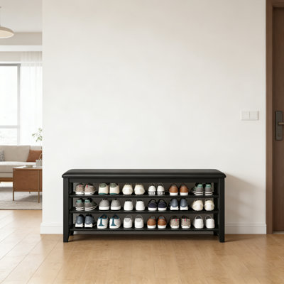 Entryway Shoe Bench With Adjustable Shelves