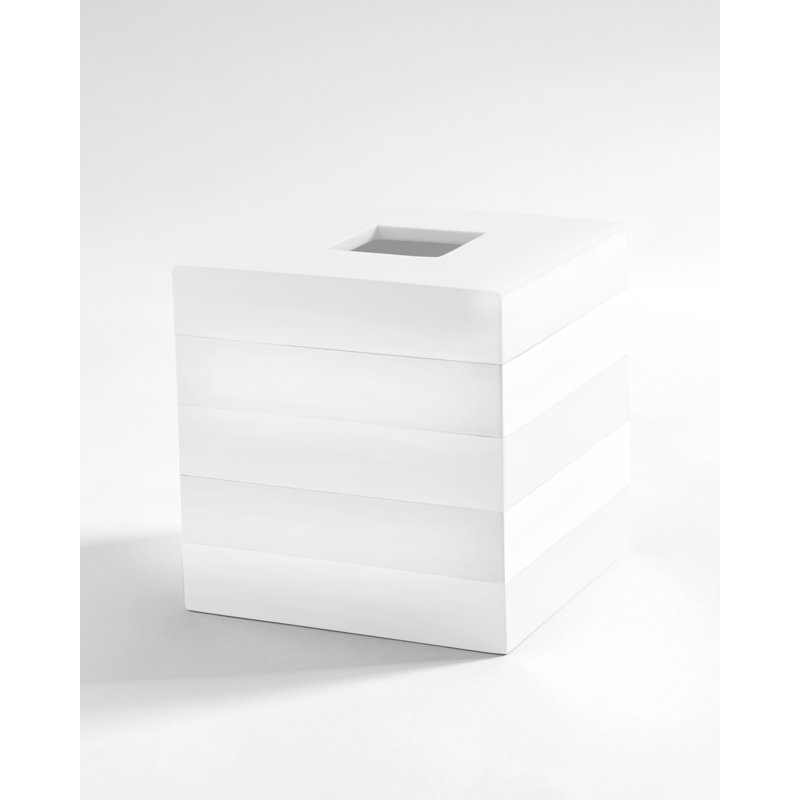 White Lacquer Stripe Tissue Holder and Dispenser