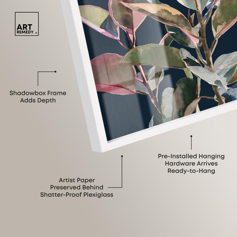 «Fuchsia Frond II Shadowbox Print Natures Art Prints» par Art Remedy, H 16 po x l 11 po, Blanc