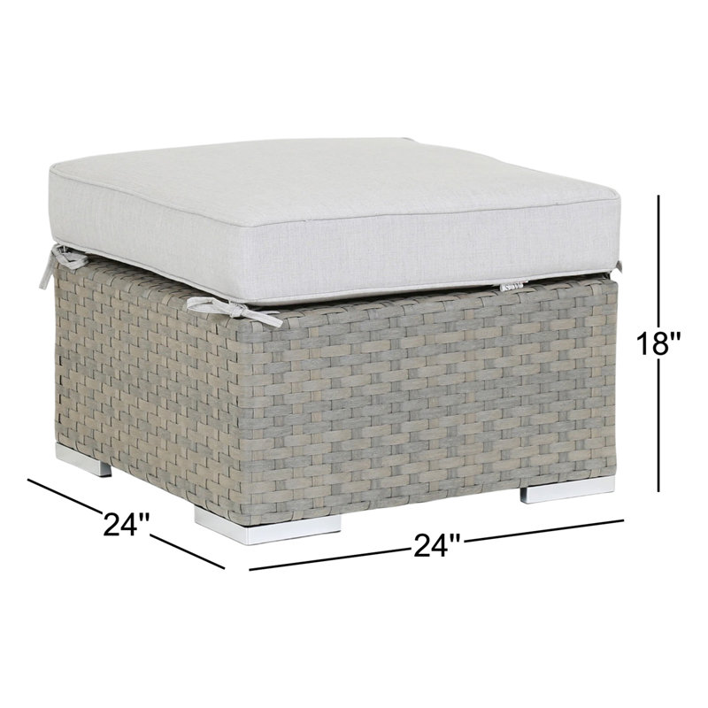 Majorca Outdoor Ottoman with Sunbrella® Cushion, Cast Silver Sunbrella®
