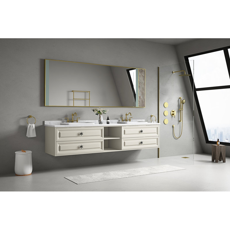 Meuble-lavabo pour salle de bain Doulble Sink, Kaki