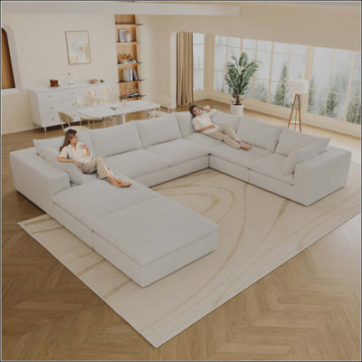 Canapé Cloud, tissu en velours côtelé, sièges profonds, conception à deux couches, coussin amovible, sans assemblage, combinaison à faire soi-même pour le salon, la chambre à coucher, la salle de conférence, un appartement