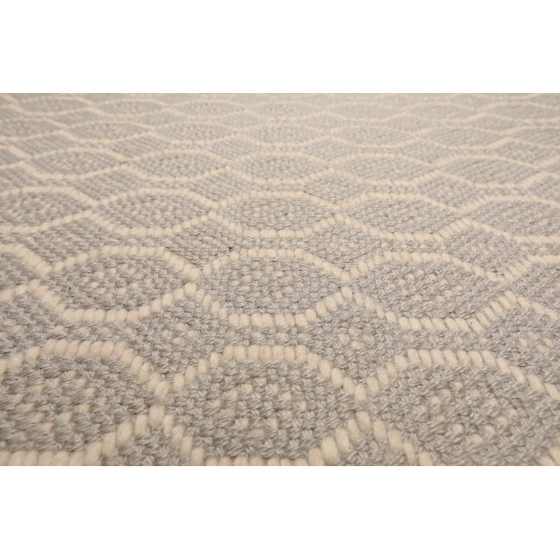 Tapis oriental gris tissé à la main et multicolore Flatweave, Rond 6 pi