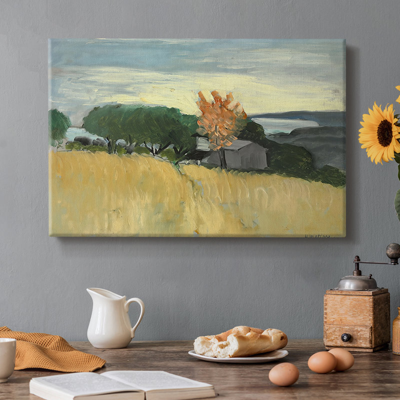 Paysage avec un champ jaune - Henri Matisse-Toile tendue avec châssis-c. début du 20e siècle, 12 x 18