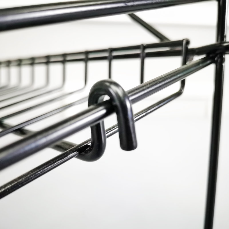 Poillucci 24" W X 14.9" D X 23.2" H 3-Open-Shelf Wire Rack for Countertop Chips Snack Book Display Organizer, black