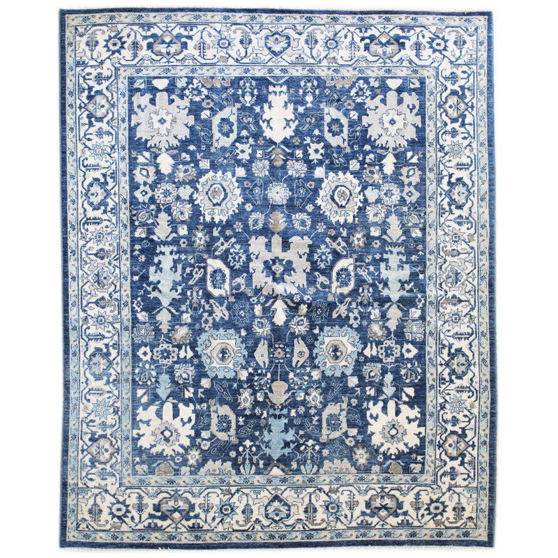 Harshang Oriental Area Rug in Blue, Rectangle 7'11" x 9'10"