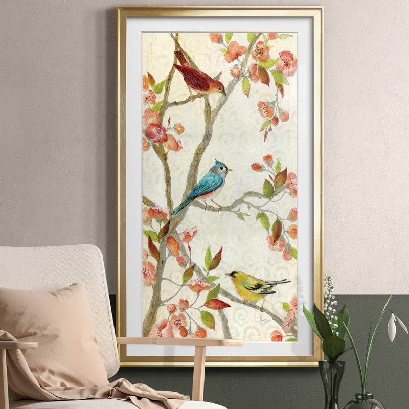 Chanson du printemps - peinture encadrée, Doré, H 10,5 po x l 18,5 po x P 1,5 po