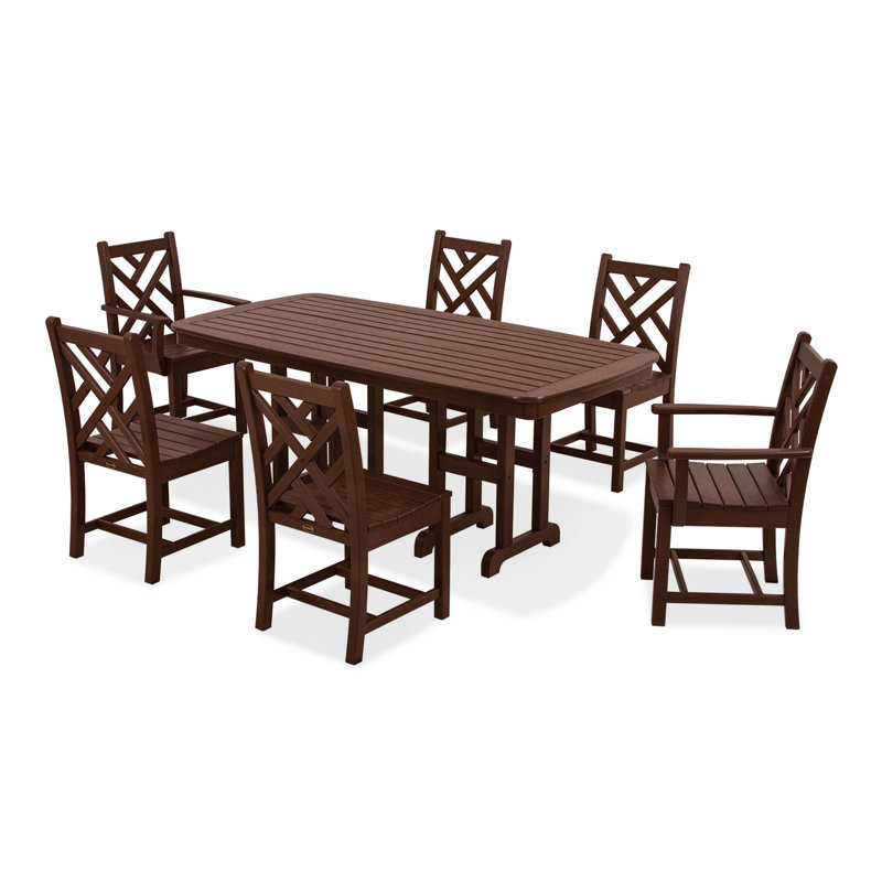 POLYWOOD Chippendale 7-Piece Dining Set, Mahogany