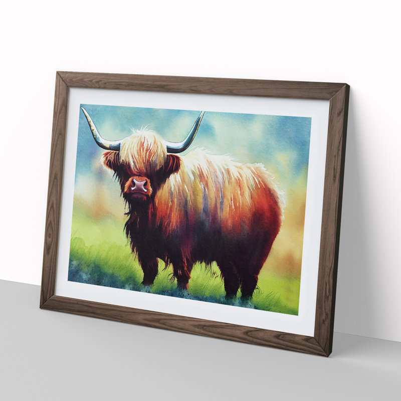 Highland Cow Vol.1 - Framed Print, 25cm H x 34cm W x 2cm D, Walnut