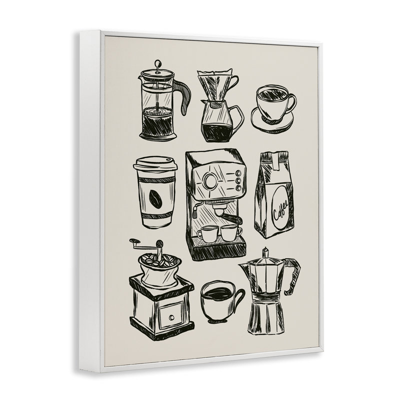 "Coffee Coffee", "Divers" Brews, giclée encadrée, conception par JJ Design House LLC, H 20 po x l 16 po