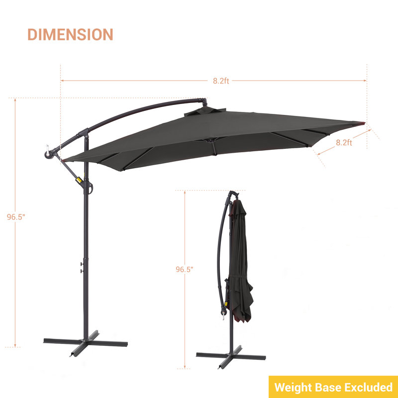Scarlott 98.3" x 98.3" Square Umbrella, Gris anthracite
