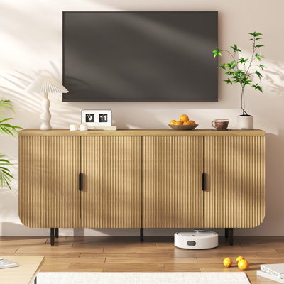 63" 4-Door Sideboard Cabinet Buffet With Adjustable Shelves