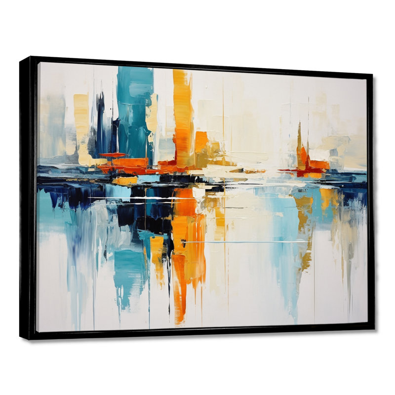 «Fall rain in New York City II», décor d'art mural paysage urbain, Toile avec cadre flottant noir, H 12 po x l 20 po x P 1 po