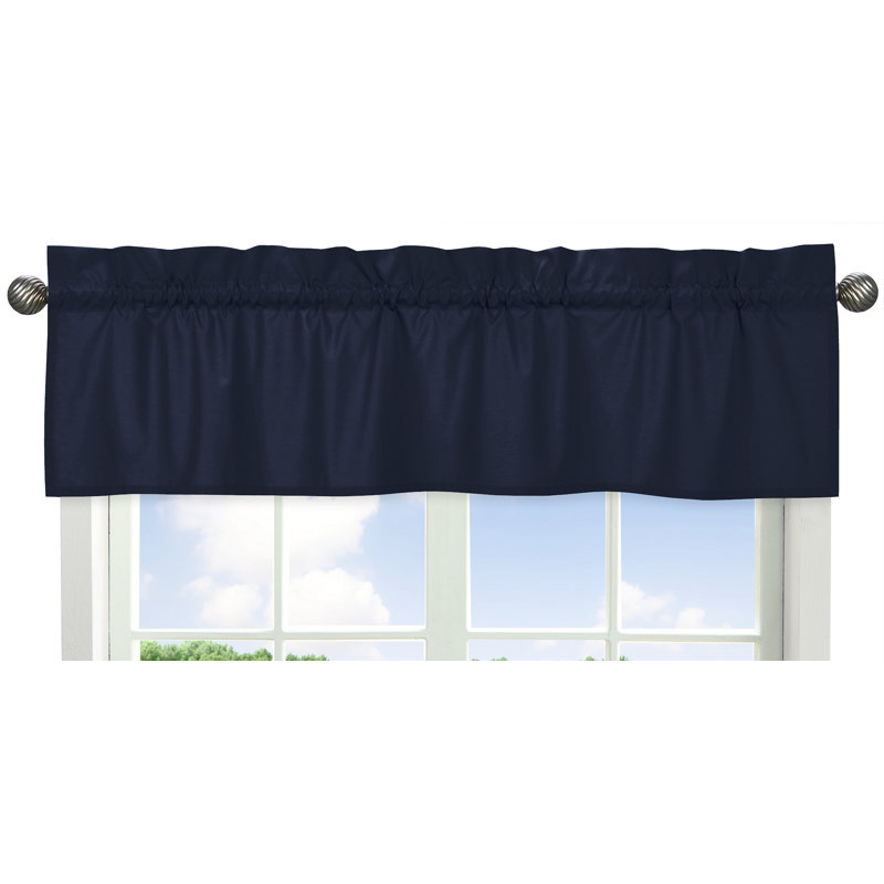 Solid Navy Blue Rod Pocket Window Valance