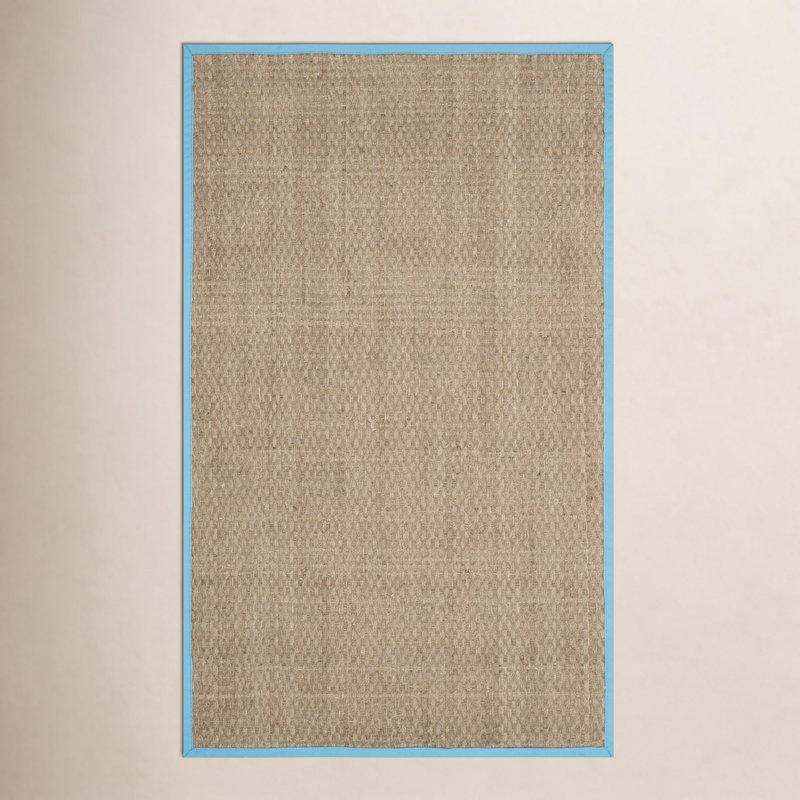 Joanna Auckland Bamboo Natural/Turquoise Area Rug, Rectangle 6' x 9'