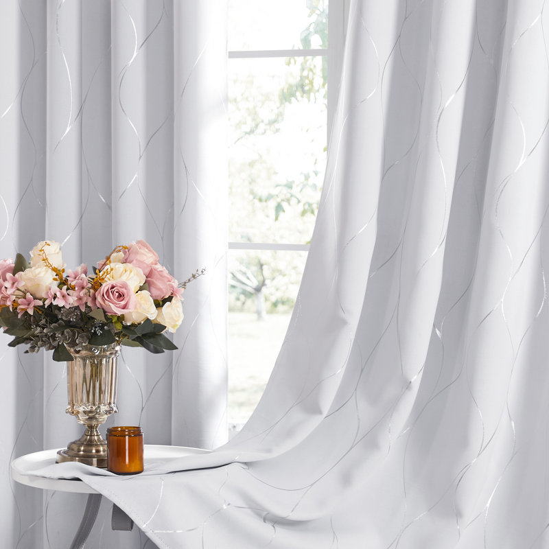 Kellda Thermal Room Darkening Polyester Curtain Panels, 42" W x 84" L, Grayish White