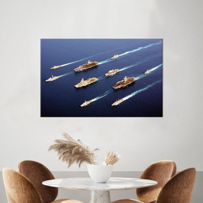 Large Ocean View Canvas Wall Hanging Featuring Military Navy Ships and Warriors For Perfect Christmas Gift