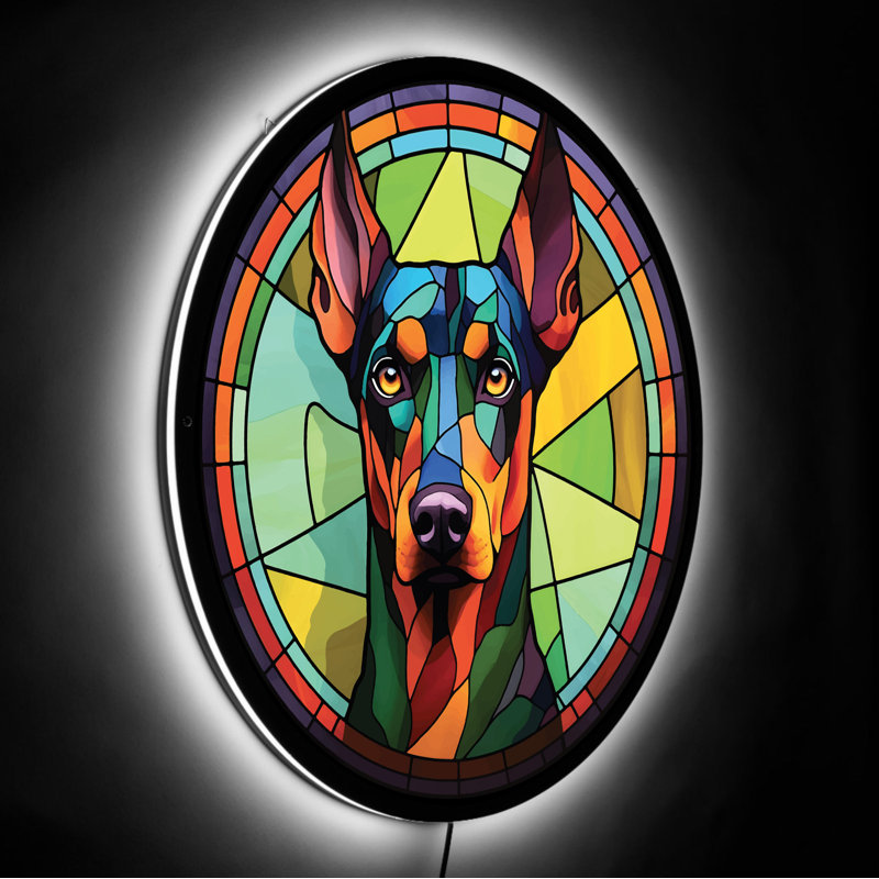 Enseigne néon Doberman | Enseigne néon | Enseigne lumineuse néon à DEL, H 23 po x l 23 po