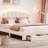 Upholstered Bed Frame With LED Lights, Modern Upholstered Princess Bed With Crown Headboard (Bed)-937374964-937374960