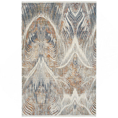 Tapis décoratif moderne, abstrait, à poils coupés de 1 pi 10 po