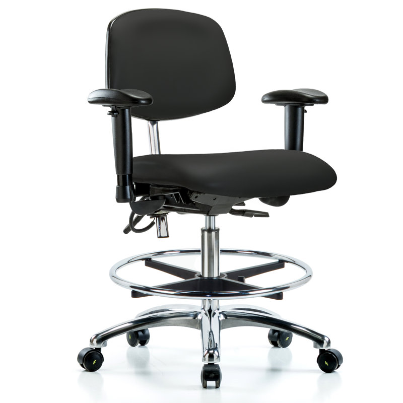 Chaise en vinyle ESD, Noir, Roulettes, Non inclus