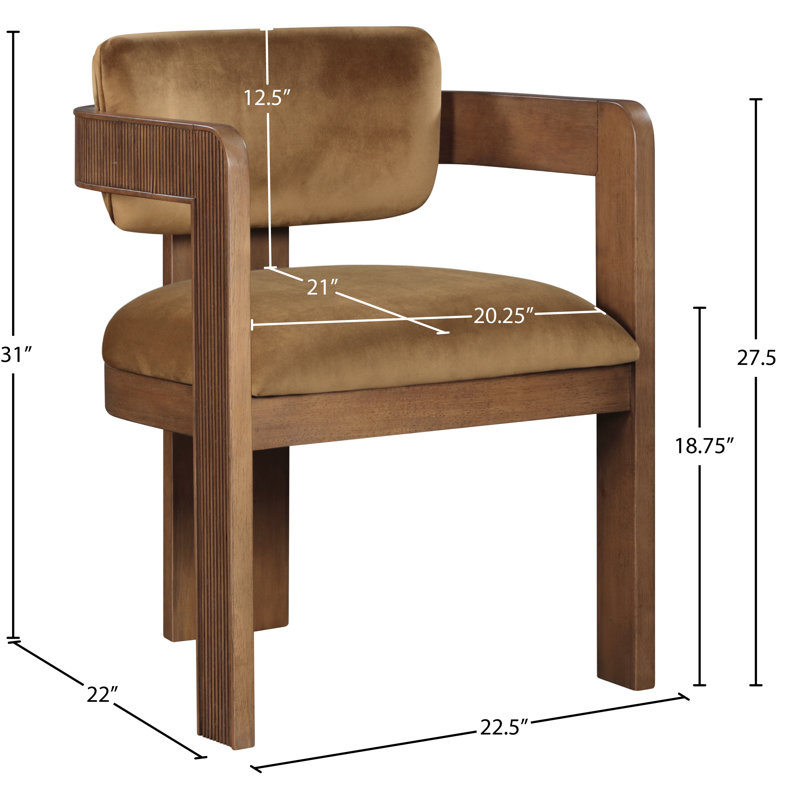 Chaise rembourrée Sacha Frink, Velours selle, Brun noyer
