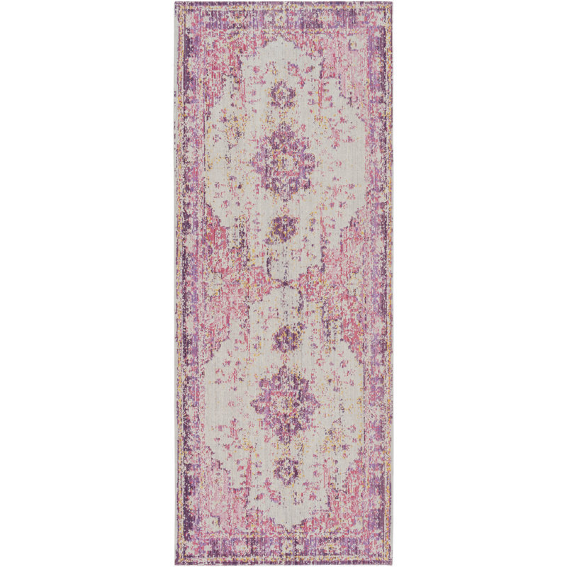 Tapis rose Romina, Tapis de couloir 3 pi 3 po x 8 pi 2 po