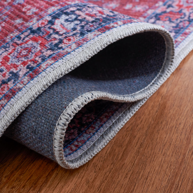 Kingsford Oriental Cotton Blue/Rust Area Rug, Runner 2' x 8'