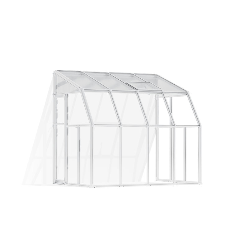 Palram - Canopia Sunroom 2 - 6' W x 8' D Walk-In Hobby Polycarbonate Resin Frame Greenhouse Kit with Roof Vent -White