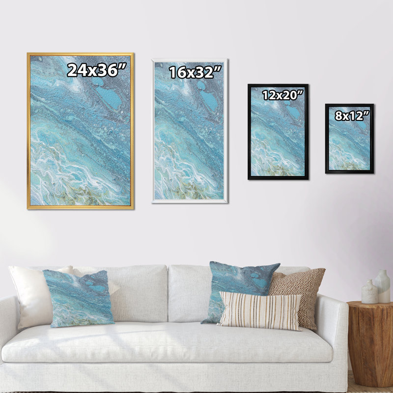 Art de marbre liquide bleu et jaune III, reproduction d'art sur toile, H 32 po x l 16 po x P 1 po