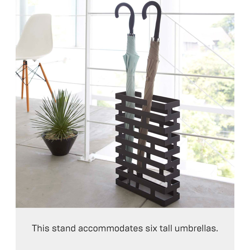 Black Powder-Coated Steel Rectangular Umbrella Stand