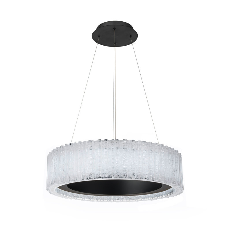 Rhiannon Black Crystal LED Drum Chandelier with Dimmable Light