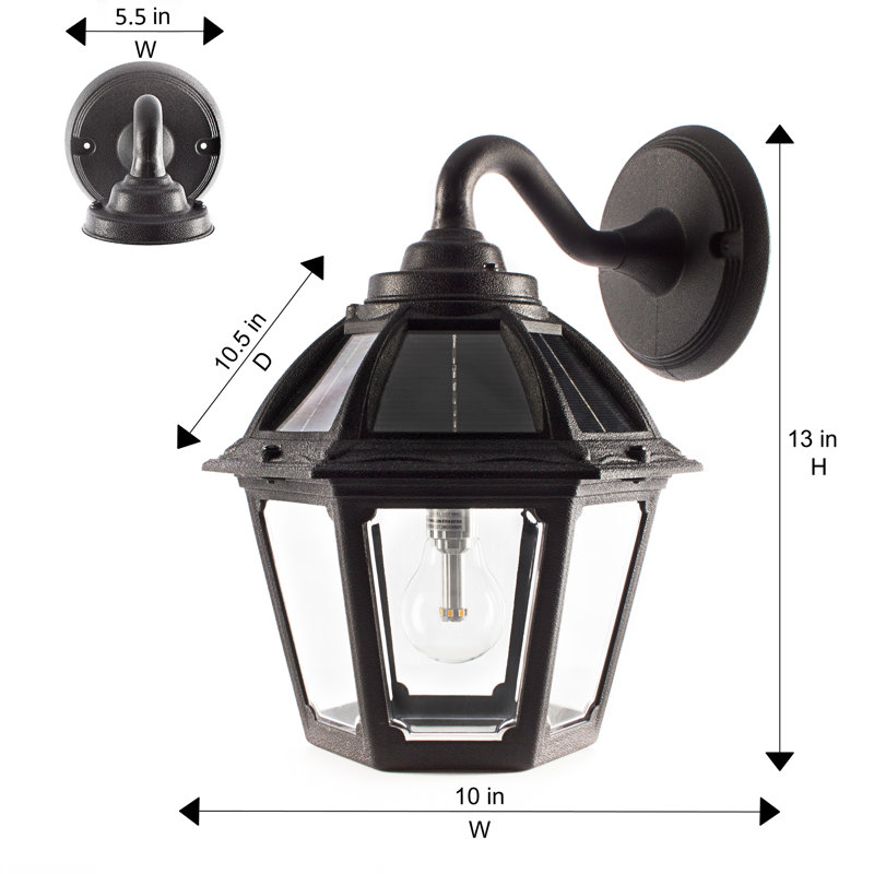 Polaris Black 1-Bulb Solar Powered Outdoor Barn Light with Dusk to Dawn