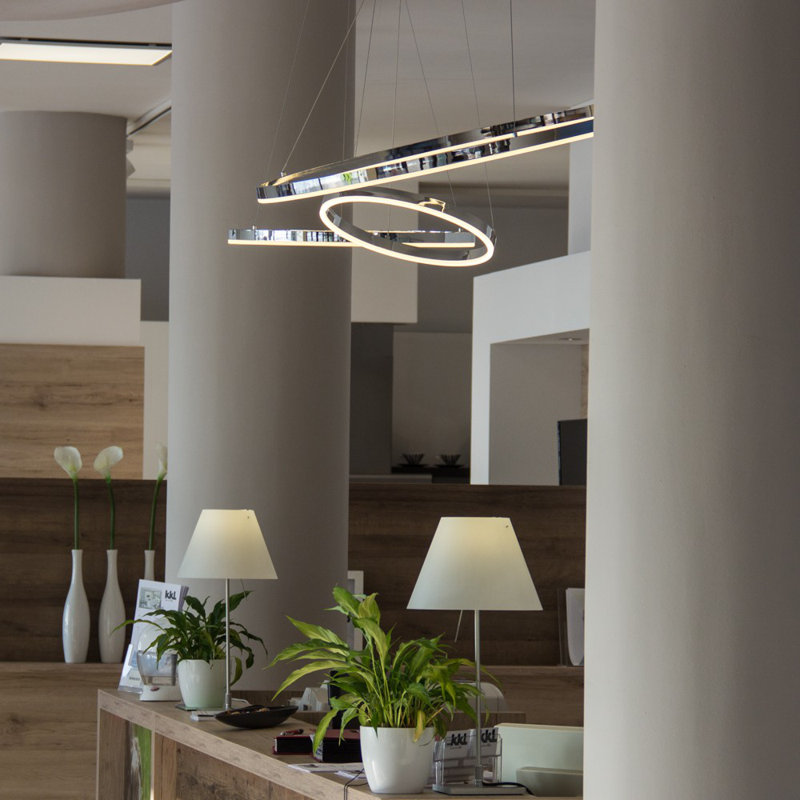 Ring 40 LED pendant lamp 5m suspension, 500cm H x 33cm W x 33cm D, Gold