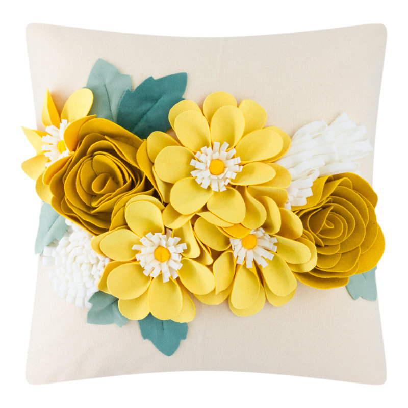 Housse de coussin  3D Flower, Jaune