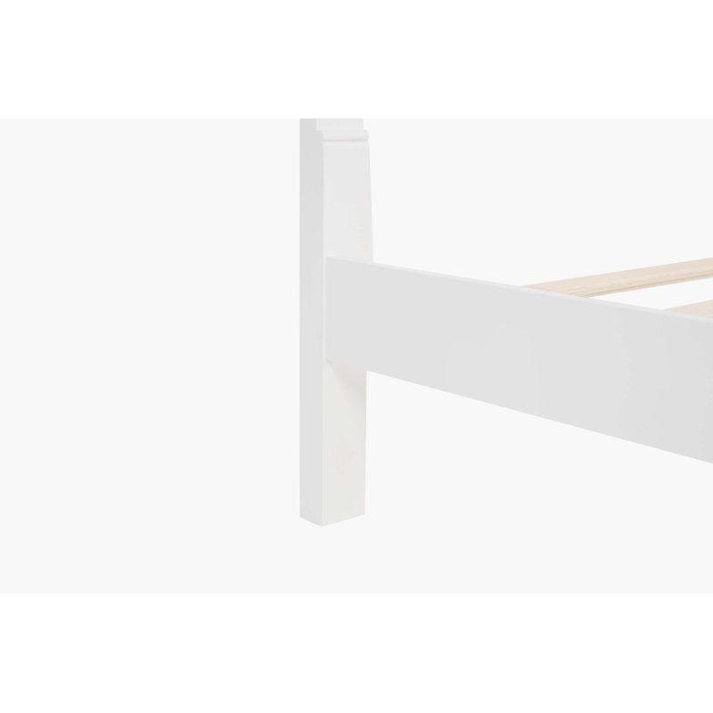 White Solid Pine Wakeley Bed With Tall-Panel Headboard, Footboard, 2 Storage Drawers, Built-In LED Lights, USB Charging Station, And Reinforced Frame