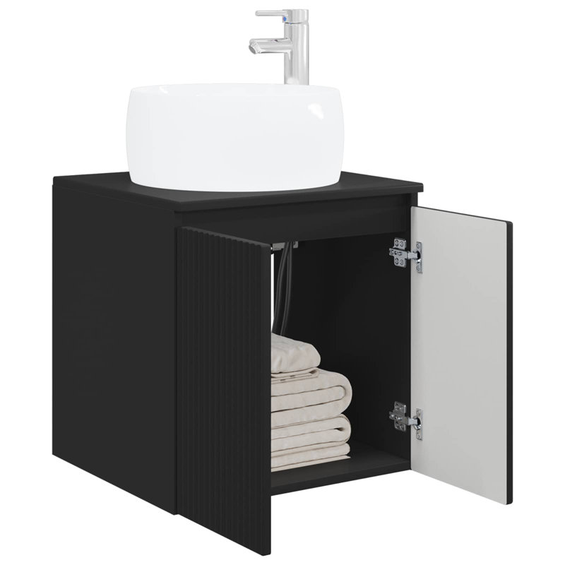 Single Bathroom Vanity with Ceramic Basin, Black