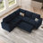 Shavera Velvet Convertible L Shaped Sectional Sofa Bed Sleeper Couch-369943523