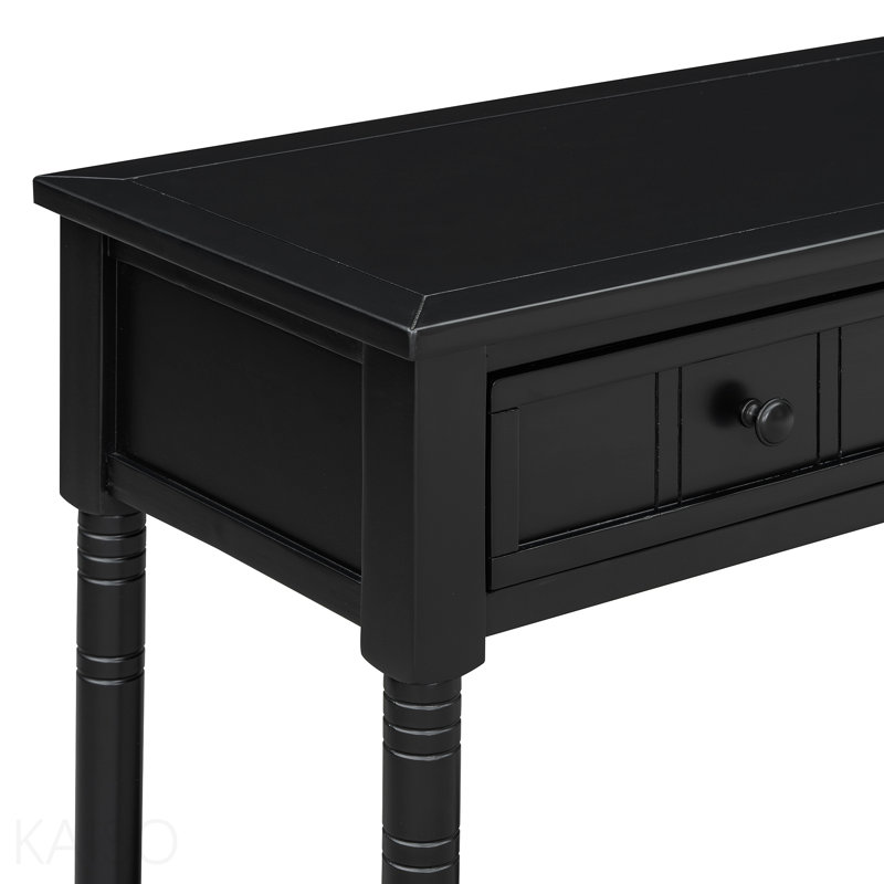 Console Daisy, 2 tiroirs, tablette inférieure pour le salon - noir