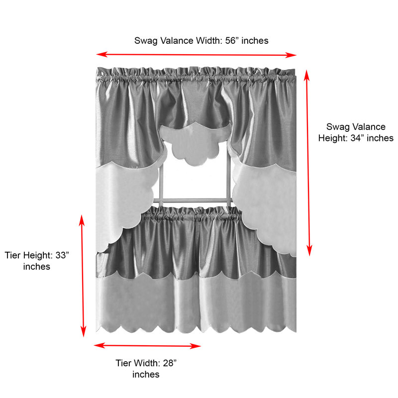 Floral Ruffled Kitchen Curtain, Gray