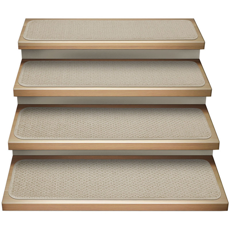 Tapis d'escalier gris, Rectangle 8 po x 2 pi, Ivoire